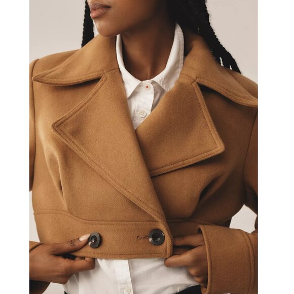 NWT! MAEVE Ultra Cropped Trench Coat Size Medium - Picture 2 of 6